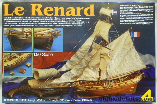 Artesania Latina 1/50 Le Renard 1812 Privateer of Robert Surcouf, 20160 plastic model kit